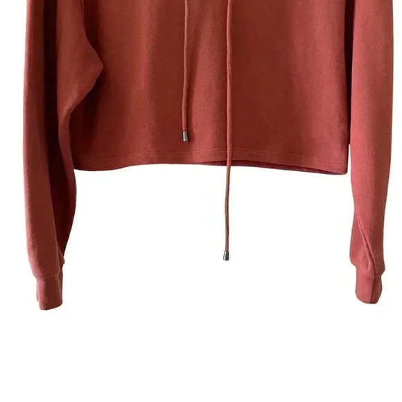 Wild Fable Cropped Boxy Hoodie Loopback Brown Soft Cozy Womens Sweatshirt SZ XS - Picture 4 of 8